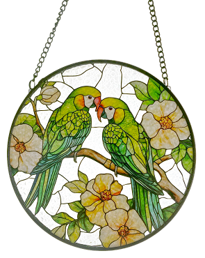 Parrot Couple Suncatcher - Large Circle